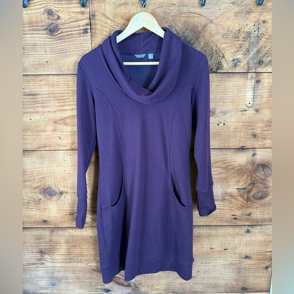 Merrell Geometric Cowl Neck Ponte Knit Long Sleeve Pocket Dress - Size Small